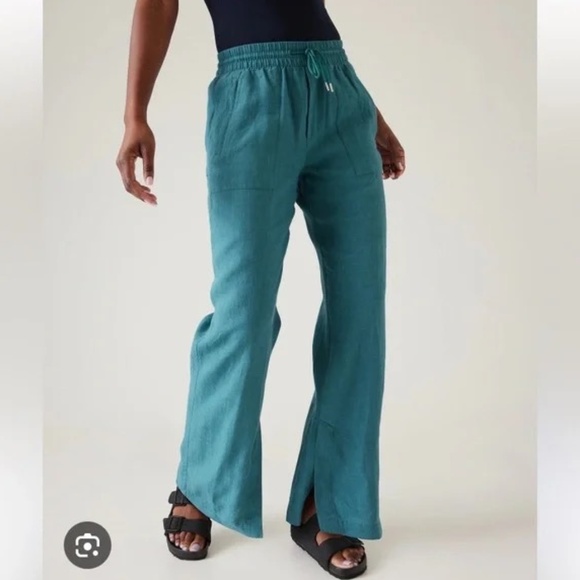 Athleta Retreat Linen Mid-Rise Wide-Leg Pant - EUC - Picture 1 of 7